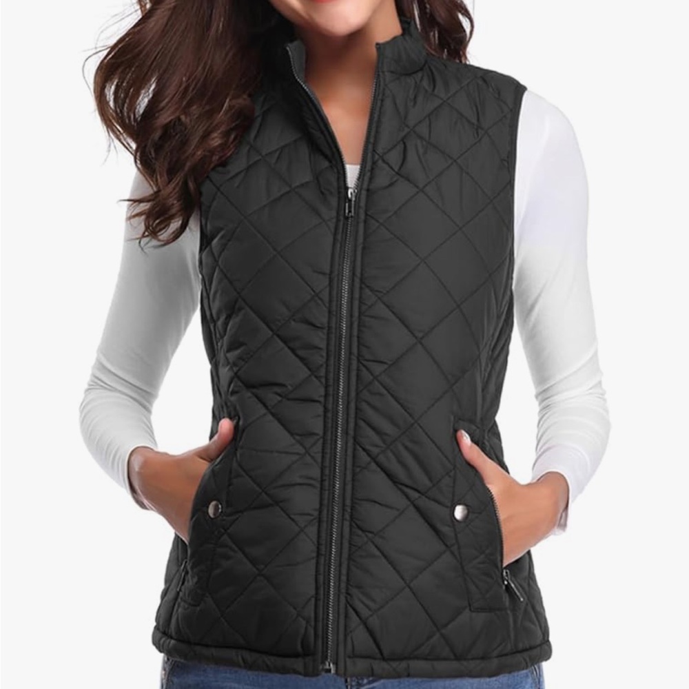 Black Quilted Vest Medium
